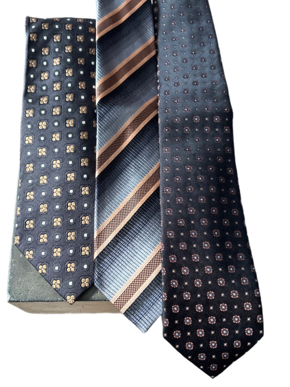 Classic Men's Black and Tan Silk Ties - 3-Pack
